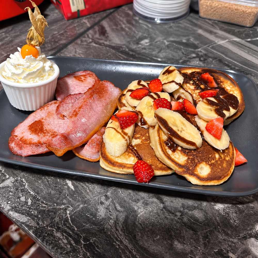Pancake With Bacon Served at Mah Cafe in East Barnet
